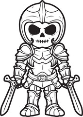Haunted Sentinel Skeleton Knight Symbol in Black Vector Deaths Defender Skeleton Knight Logo Design in Black Vector