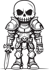 Grim Guardian Skeleton Knight Logo Design in Black Vector Soulless Sentry Skeleton Knight Icon in Black Vector