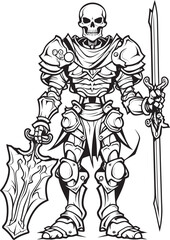 Shadowed Champion Skeleton Knight Symbol in Black Vector Spectral Guardian Skeleton Knight Logo Design in Black Vector