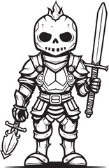 Obraz premium Phantom Champion Skeleton Knight Symbol in Black Vector Haunted Paladin Skeleton Knight Logo Design in Black Vector