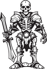 Grim Paladin Skeleton Knight Symbol in Black Vector Phantom Sentinel Skeleton Knight Logo Design in Black Vector