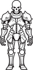 Fototapeta na wymiar Phantom Sentinel Skeleton Knight Logo Design in Black Vector Haunted Warrior Skeleton Knight Icon in Black Vector