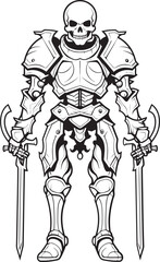 Haunted Warrior Skeleton Knight Icon in Black Vector Deaths Paladin Skeleton Knight Symbol in Black Vector