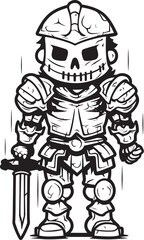 Grim Warrior Skeleton Knight Logo Design in Black Vector Phantom Paladin Skeleton Knight Icon in Black Vector