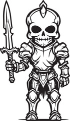 Shadow Knight Skeleton Knight Symbol in Black Vector Dark Protector Skeleton Knight Logo Design in Black Vector