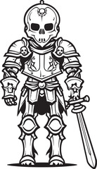 Shadowed Guardian Skeleton Knight Symbol in Black Vector Spectral Warrior Skeleton Knight Logo Design in Black Vector