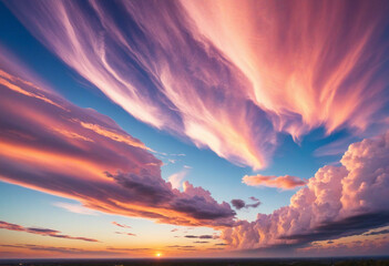 vibrant sky with a variety of clouds.  - obrazy, fototapety, plakaty