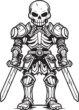 Deaths Guardian Skeleton Knight Icon in Black Vector Dark Guardian Skeleton Knight Symbol in Black Vector