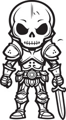 Spectral Guardian Skeleton Knight Icon in Black Vector Grim Warrior Skeleton Knight Symbol in Black Vector