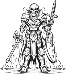 Spectral Guardian Skeleton Knight Symbol in Black Vector Boneclad Warden Skeleton Knight Logo Design in Black Vector