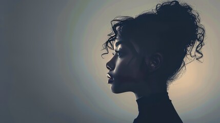 Silhouette of a Woman With Curly Hair