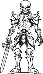 Fototapeta na wymiar Grim Guardian Skeleton Knight Emblem in Black Vector Spectral Warrior Skeleton Knight Symbol in Black Vector