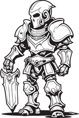 Spectral Warrior Skeleton Knight Symbol in Black Vector Dark Defender Skeleton Knight Logo Design in Black Vector