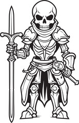 Boneclad Warden Skeleton Knight Logo Design in Black Vector Ebonclad Sentinel Skeleton Knight Icon in Black Vector