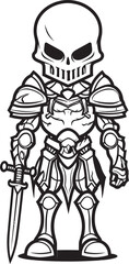 Ebonclad Champion Skeleton Knight Logo Design in Black Vector Deaths Guardian Skeleton Knight Icon in Black Vector