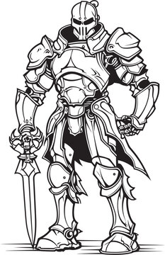 Dark Defender Skeleton Knight Logo Design in Black Vector Shadowed Sentinel Skeleton Knight Black Logo Design Vector Icon