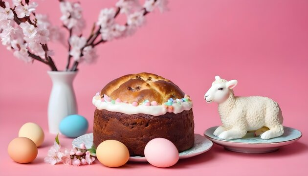 Easter Cake And Colorful Eggs And Easter Decorativ Upscaled 4