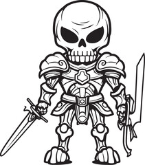 Shadowed Defender Skeleton Knight Icon in Black Vector Spectral Champion Skeleton Knight Symbol in Black Vector