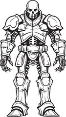 Grim Paladin Skeleton Knight Logo Design in Black Vector Phantom Warrior Skeleton Knight Icon in Black Vector