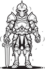 Spectral Sentinel Skeleton Knight Icon in Black Vector Grim Defender Skeleton Knight Symbol in Black Vector