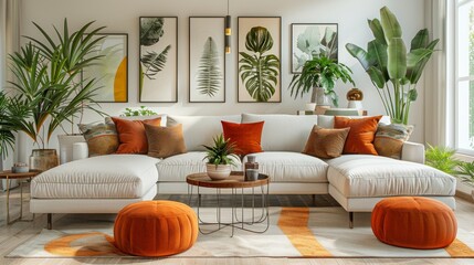 Abundant Green Plants in a Living Room