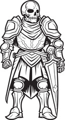 Spectral Champion Skeleton Knight Icon in Black Vector Grim Paladin Skeleton Knight Symbol in Black Vector