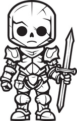 Grim Guardian Skeleton Knight Symbol in Black Vector Dark Sentinel Skeleton Knight Logo Design in Black Vector