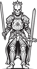Fototapeta na wymiar Phantom Guardian Skeleton Knight Symbol in Black Vector Spectral Champion Skeleton Knight Logo Design in Black Vector