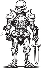 Shadowed Champion Skeleton Knight Icon in Black Vector Phantom Paladin Skeleton Knight Symbol in Black Vector