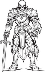 Dark Sentinel Skeleton Knight Icon in Black Vector Deaths Guardian Skeleton Knight Symbol in Black Vector