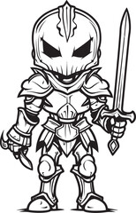 Shadowed Protector Skeleton Knight Symbol in Black Vector Shadowed Sentinel Skeleton Knight Vector Black Logo Design