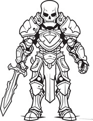 Fototapeta na wymiar Shadowed Sentinel Skeleton Knight Vector Black Logo Design Grim Guardian Skeleton Knight Emblem in Black Vector