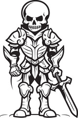 Wraithlike Warden Skeleton Knight Symbol in Black Vector Haunted Paladin Skeleton Knight Logo Design in Black Vector