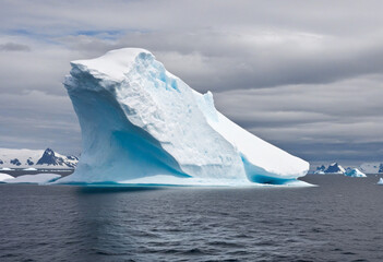 a huge white iceberg on the surface of the ocean. 