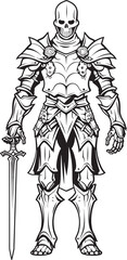 Shadowed Guardian Skeleton Knight Icon in Black Vector Grim Reapers Sentinel Skeleton Knight Symbol in Black Vector