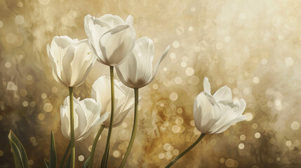 White tulips art background