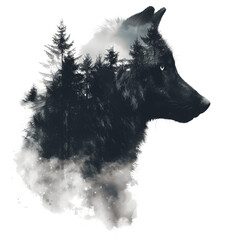 Wolf Sillhouette Double Exposure