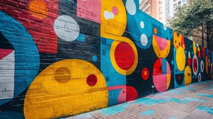 Vibrant Mural Adorning Building Facade