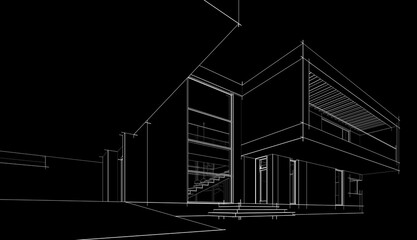 house building sketch architecture 3d illustration