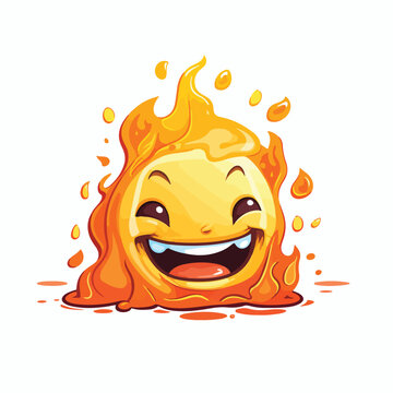 Fire inside melted smile emoji cartoon illustration
