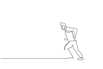 Fototapeta na wymiar man sportman jogging doing sports lifestyle one line art design vector