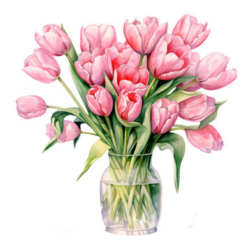 Artistic illustration of blooming tulips, showcasing natural beauty