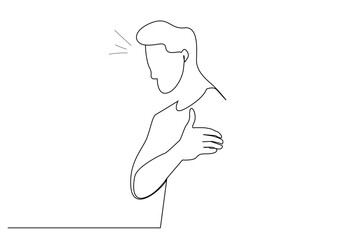 man person arm shoulder pain problem health one line art design vector