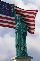 Collage of Statue of Liberty over American Flag