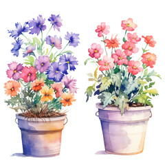 Colorful blossoms and leaves captured in a delicate watercolor artwork