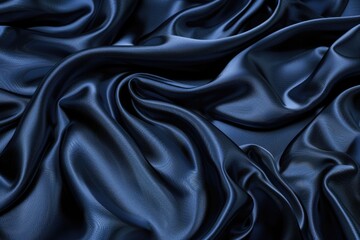 Fototapeta premium Beautiful Navy Blue Fabric Background - Glossy 3D Satin Textile in Dark Solid Color for Clothes and Abstract Design