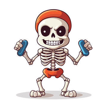 Fitness bone character cartoon mascot flat vector 