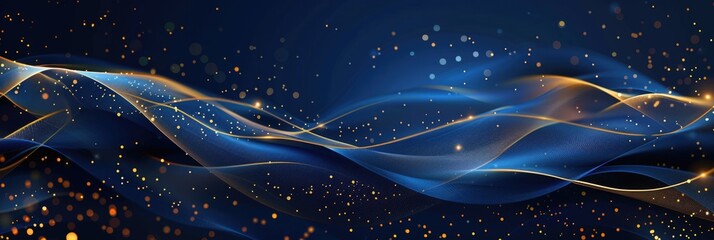 Blue Award on Golden Abstract Background. Perfect for Corporate Anniversary Celebration, Elegant Luxury Card, or Night Event Invitation