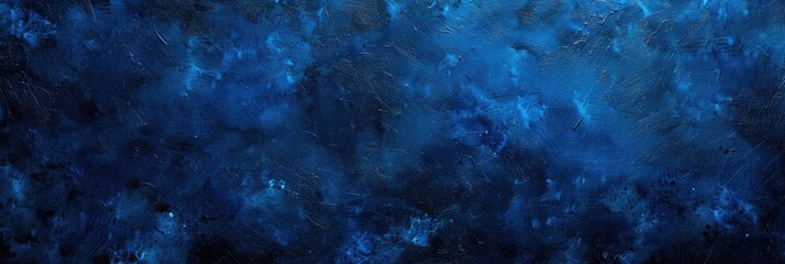 Deep Blue Texture: Hand-Drawn Watercolor with Saturated Bright Colors. Abstract Art for a Night Sky or Sea Abyss Background - obrazy, fototapety, plakaty