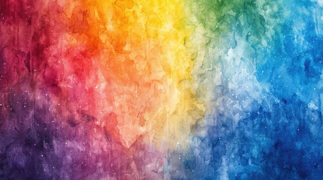 Dark Ombre Rainbow Watercolor Background - Abstract Artwork with Blank Space for Banner, Copy Space. Blue and Colorful Illusion